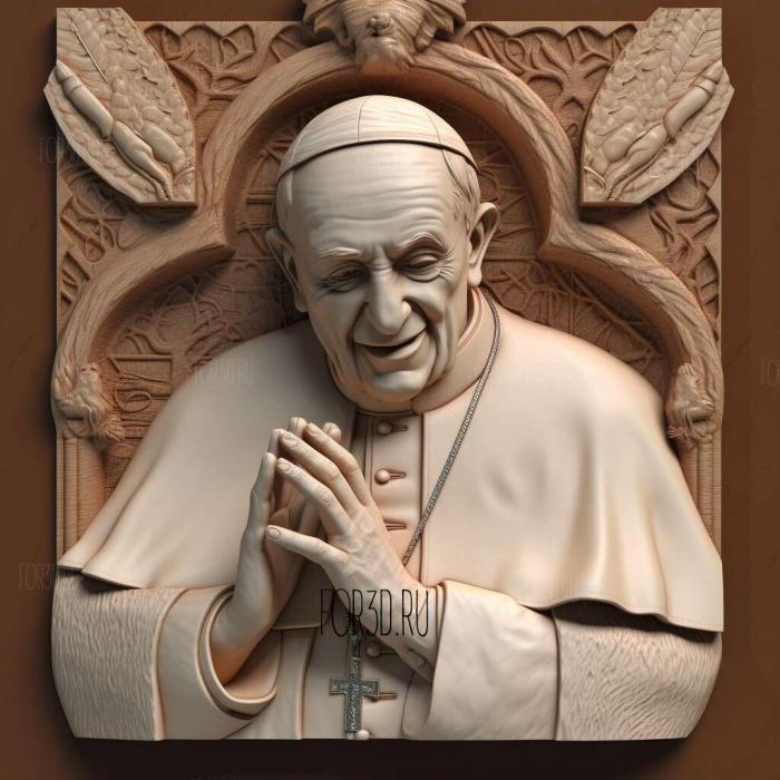 Pope Francis 3 stl model for CNC